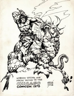 Ernie Chan | 1978 Chicago Comic-Con Program Cover & Flyer Original Art (Published Cover & Flyer Included with Art!) | Romitaman