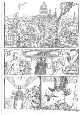 Pontarolo Frédéric | Planche Originale 1 de L’homme invisible crayon sur papier | Galerie Napoléon