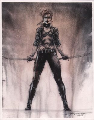 Aaron Campbell | Typhoid Mary Full Figure Mixed Media Art - Signed - 2018 | Anthony’s Comic Book Art