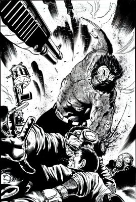 Andrea Divito | Wolverine: Patch #3 Splash (Spectacular Wolverine Claws Out Killing Splash with Claws Impaling 2 Bad Guys!) 2022 | Romitaman