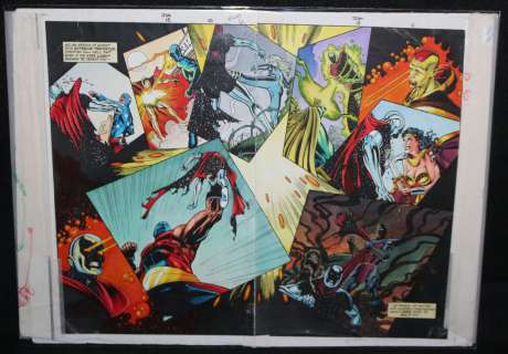 John Kalisz, Michael Bair, Stephen Sadowski - Jsa #15 Pgs. 10 & 11 Color Guide Art - Star-Spangled Kid, Atom Smasher, Doctor Fate, And Wonder Woman Dps - 2000