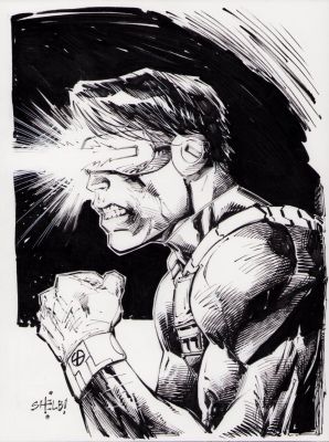Shelby Robertson | Cyclops Detailed Ink Art Commission - Signed | Anthony’s Comic Book Art