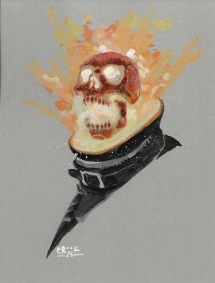 Tyler Crook | Ghost Rider- Toned Paper Original Art Sketch | Tyler Crook