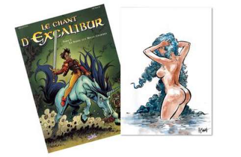 Hã¼Bsch, Eric & Arles... | Le chant d’Excalibur Dédicace Ã  l’encre de chine et... | Cornette de St Cyr