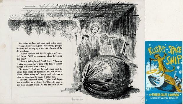 Bernie Krigstein | Krigstein, Bernie - Rusty’s Space Ship Novel Large Pgs 238 & 239 1957 | Cool Lines Art