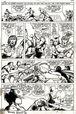 Barry Windsor Smith, Tom Sutton - Avengers #99 P 18 (Thor & Cap Defeated As Hawkeye & Wanda Battle the Olympian Gods From Taking Hercules!) 1971