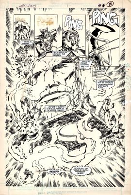 Paris Cullins | New Gods #1 P 18 Large Art Splash (Orion Battles Darkseid in His Giant Headstone Ship!) 1988 | Romitaman