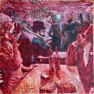 GRADIMIR SMUDJA - Original oil on canvas for Toulouse-Lautrec. 39.5 x 39.5 cm. Oil on canvas mounted on wood. Signed. Mint. Code 1878.