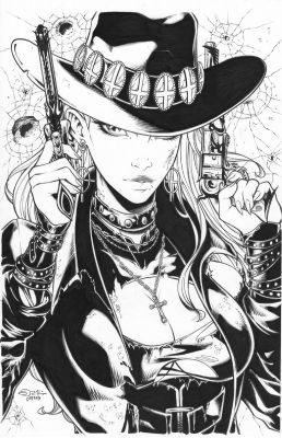 Juan Castro | Lady Gunfighter Page Cover (Battle Damaged) | ComiConArt
