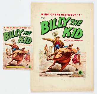 Billy The Kid original cover artwork (1953) painted and signed by Walt… | Comic Book Auctions ltd