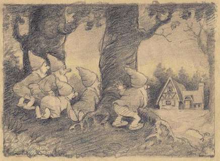 BLANCHE NEIGE ET LES SEPT NAINS Studio Walt Disney 1937. Dessin de storyboard | Rossini