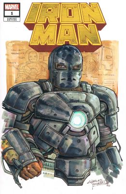 Charles Holbert, Jr | Iron Man Mark 1 Sketch Cover Marvel Avengers | TDArt