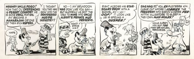 Pogo - Walt Kelly | 38.) WALT KELLY: Pogo strip, drawn for-… | Galerie Laqua