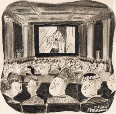 (New Yorker) Charles Samuel Addams, (1912-1988), Study for "Movie Scream," 1947. | Swann Galleries