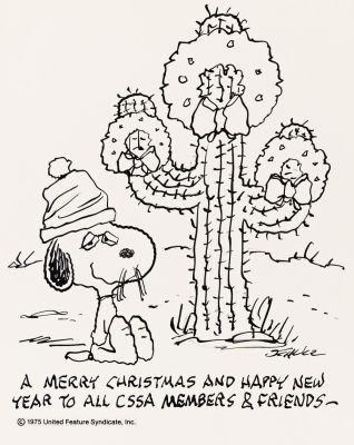 Lot 70 - Charles Schulz, (1922-2000), Peanuts, Snoopy‘s brother Spike Christmas Cactus illustration. 1989.