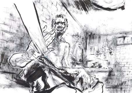 Vincent Gravé | Petites Coupures, page 44 Editions Les Enfants rouges, 2009 Technique mixte sur papier 29,7 x 21 cm, signé | JML Arts