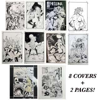 Randy Queen, Ivan Reis, Rod Perry, Paul Abrahms | Share Lot of 10 / 8 Covers + 2 Pages From 90’S Hellina / Randy Queen / Ivan Reis / Rod Perry | ComicArtFans Classifieds