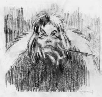 Cruella de Vil - 101 Dalmatians - Original Drawing - Tony Fernandez - EO | Catawiki