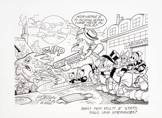 Gatto Luciano - "Archimede e il vaccino ", 2020 | Urania Casa d’Aste