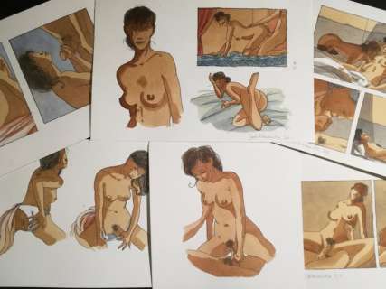 Alessandra, Joël - 6 Dessins originaux en couleur - Escales en Femmes Inconnues (2014) | Catawiki