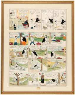 "THE NUT BROS & OUR BOARDING HOUSE" FRAMED 1932 SUNDAY PAGE ORIGINAL ART BY GENE AHERN.