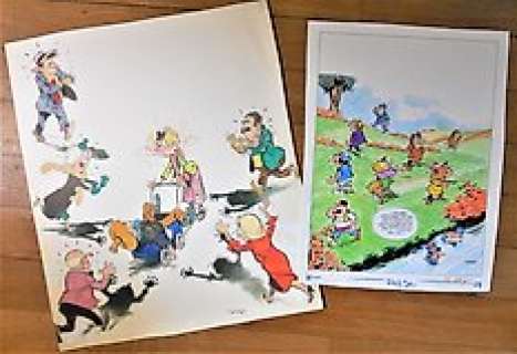 Jean Tabary | Tabary - Valentin le Vagabond - 2x Couverture originale en couleurs (Pilote) - Les Mauvais Instincts + Valentin: l’homme Ã  abattre - Page volante - (1964/1967) | Catawiki