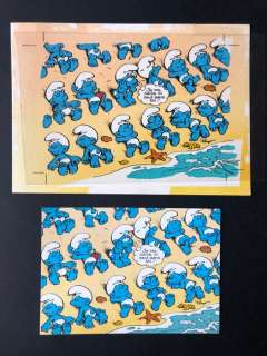 Studios Peyo - Mise en couleurs et calque - Les Schtroumpfs Ã  la plage (1991) | Catawiki