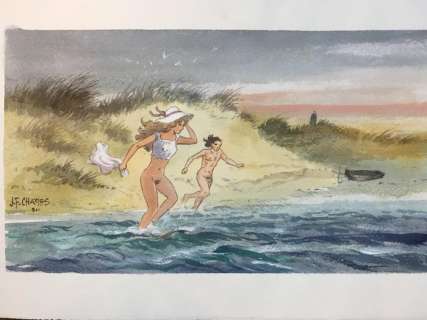 Femmes - Aquarelle originale - Page volante - EO | Catawiki