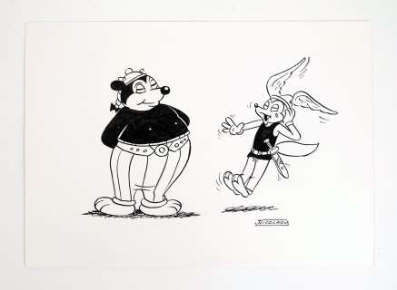 NICOLAOU Jacques Placid... - Lot 345 - NICOLAOU Jacques Placid et Muzo Hommage à Asterix Encre...