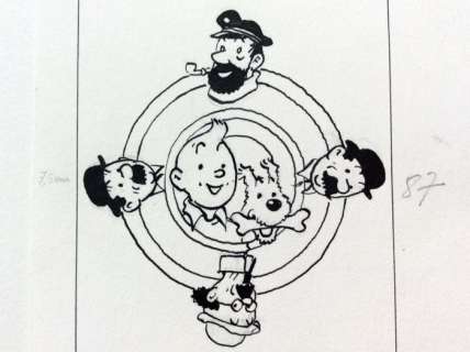Tintin - Studios Hergé - Dessin préparatoire Ã  l’encre de chine - (1980) | Catawiki