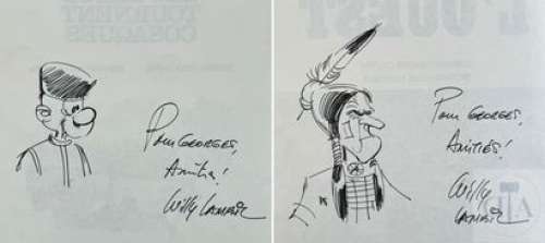 Lambil/Les tuniques bleues. Paire de dessins dedicaces… | Dagoty