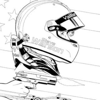 Marc Bourgne | Illustration originale de l’ex-libris « Michel Vaillant – Rédemption » TT | Atelier du 9ème art