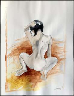 Jung - Dessin original en couleur - Jeune femme au dos sensuel | Catawiki