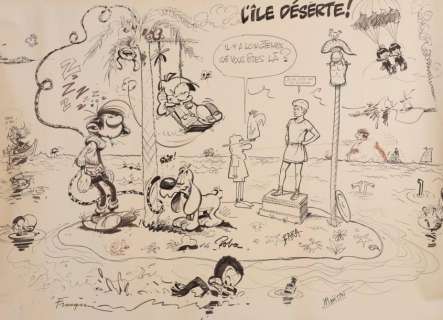 COLLECTIF L’île déserte Grand dessin au feutre… | Millon