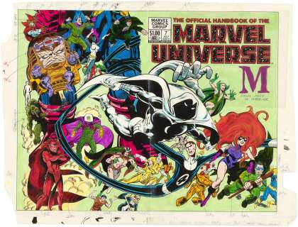 THE OFFICIAL HANDBOOK OF THE MARVEL UNIVERSE #7 & DELUXE EDITION #7 - REGULAR COVER & INTERIOR PAGES COLOR GUIDES LOT (ANDY YANCHUS COLORIST). | Hake’s
