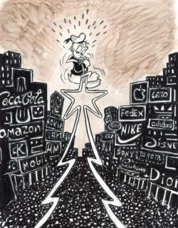 Tony Fernandez - Original Drawing - Christmas in Times Square - EO - (2018) | Catawiki