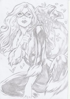 Leoartcomics(Léo Oliveira) | Black Cat Pencil Sketch (9x12) | Raremarq (Buy It Now)