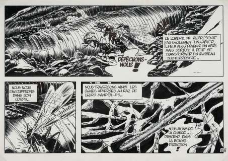 Patrice SERRES (1946) Planche... - Lot 378 - Patrice SERRES (1946) Planche originale "Les Fourmis" Encre...