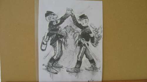 Follet, René - Dessin original - Hommage aux Tuniques Bleues | Catawiki