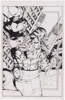 THE FANTASTIC FOUR: THE THING FULL PAGE SPECIALTY INKED ORIGINAL ART BY ARIES MENDOZA. | Hake’s