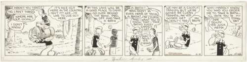 165: Segar Thimble Theater dail 1937 original comic art | Russ Cochran