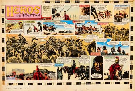 Heros the Spartan original double-page artwork (1965) painted and… | Comic Book Auctions ltd