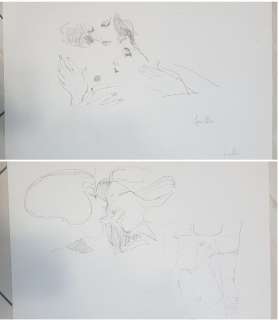 Leone Frollo - 2x illustr. originale "pin up" e lesbo firmata - Page volante - EO - (1981) | Catawiki