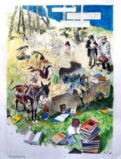 Follet, René - Planche originale Ã  l’aquarelle (p.55) - Stevenson, le pirate intérieur - (1970) | Catawiki