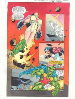 Jasen Rodriguez, John Kalisz, Scott Benefiel - Jla: Gods And Monsters #1 P.55 Color Guide Art - Batman, Atom, Flash And Martian Manhunter Vs. Sister Glory - 2001