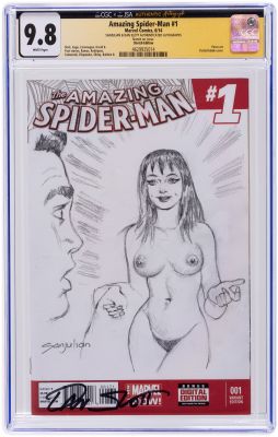 AMAZING SPIDER-MAN VOL. 3 #1 JUNE 2014 CGC 9.8 NM/MINT (SANJULIAN ORIGINAL ART SKETCH COVER). | Hake’s