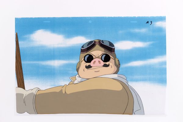 PORCO ROSSO PRODUCTION ANIMATION CEL WITH PRINTED BACKGROUND. | Hake’s
