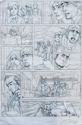 Brice Cossu / Paradis Perdu. Planche originale préparatoire n°36 de l‘album T2 "Chute libre" illustrant. Belle maîtrise de la mise en scène. Mine de plomb signée vers 2009. TBE. 30 X 42 cm - Lot 245 :