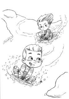 Jon Lima | Lil Captain America and Winter Soldier Sledding Pinup | Abel Original Art