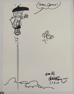 Walthery - Dessin Pour Gérard. 2006, Dessin Au Feutre Noir. 320/240 Mm. | Lot 339 : | misc / divers